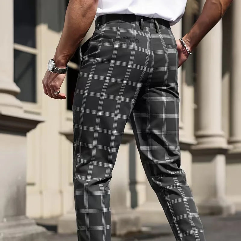 TOTA Men Slim-fit Plaid Trousers