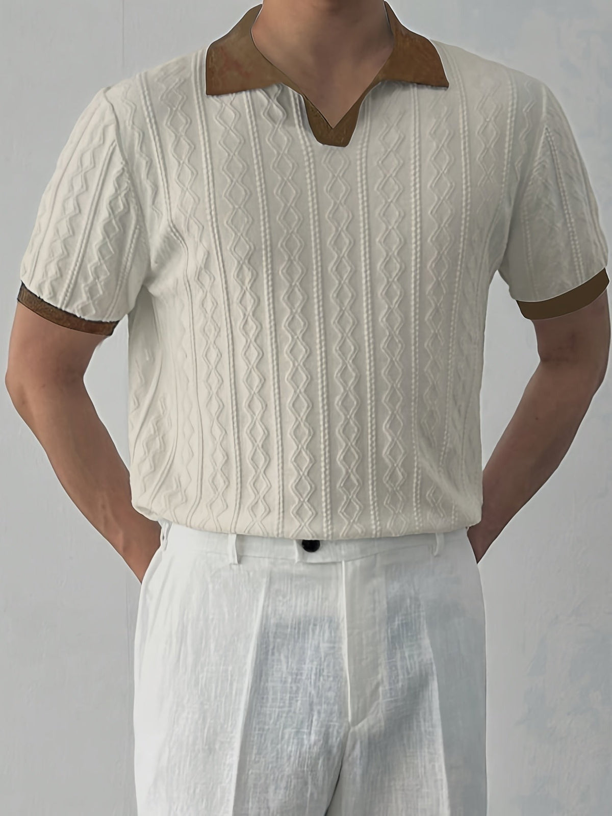 WALDRON Premium Contrast V-Neck Polo