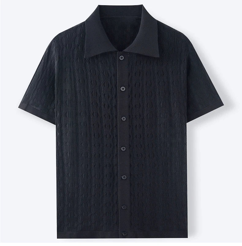 DUXE Button-Up Knit Polo