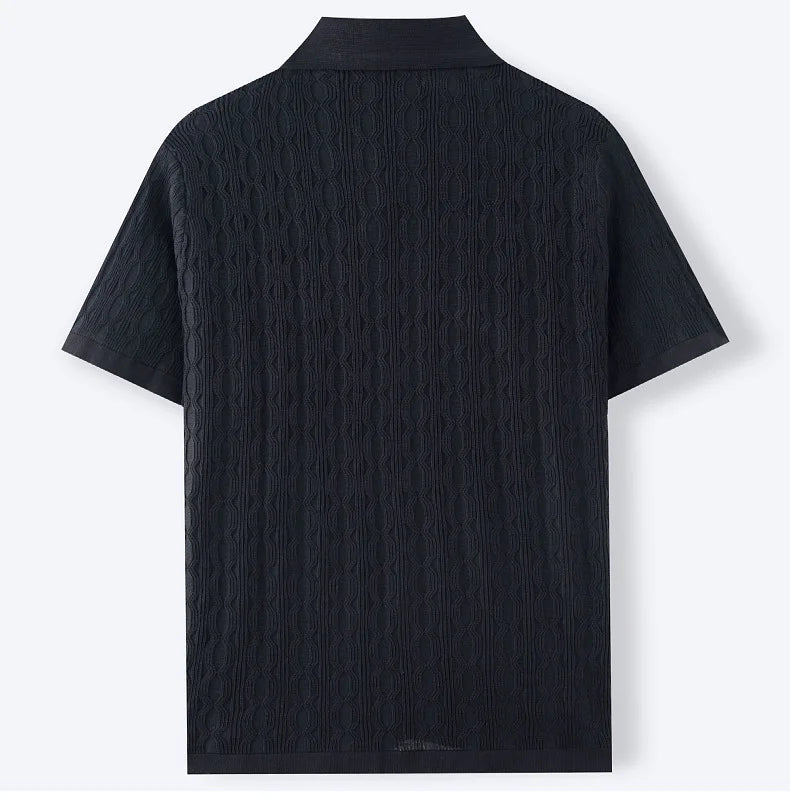 DUXE Button-Up Knit Polo