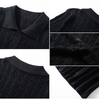 DUXE Button-Up Knit Polo