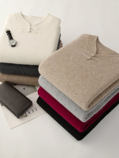BORIO Cashmere Buckle-Up Sweater