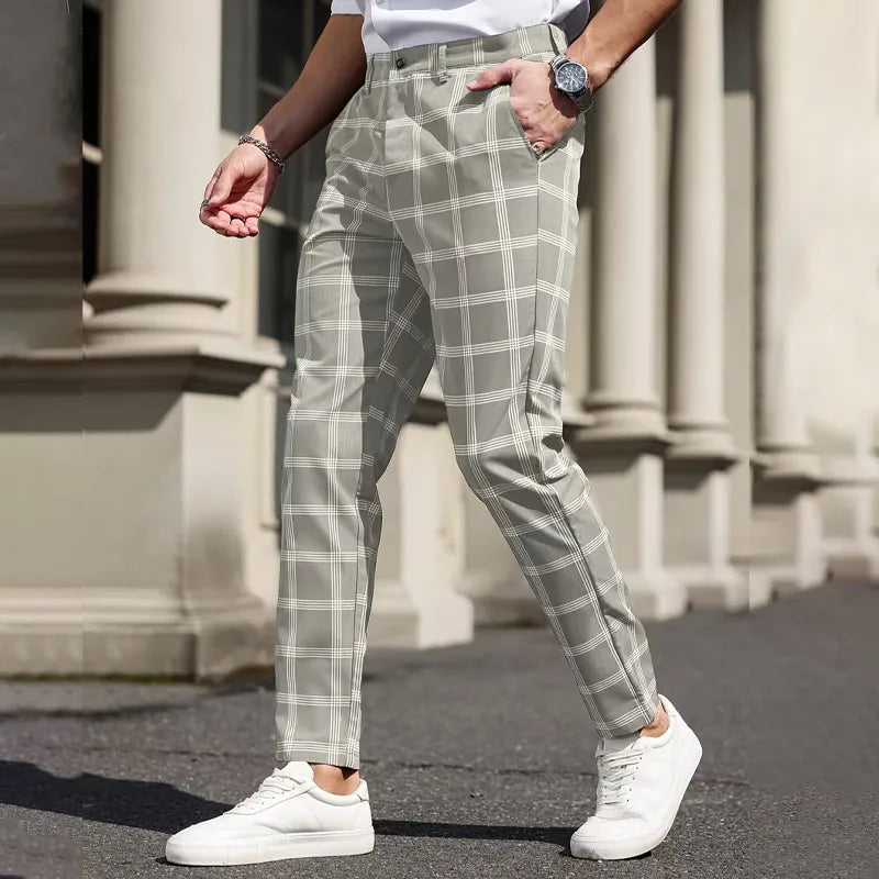 TOTA Men Slim-fit Plaid Trousers