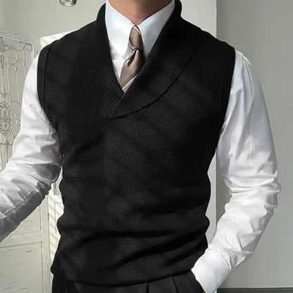 HESLEY Open Collar Knitted Vest