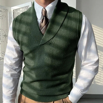 HESLEY Open Collar Knitted Vest