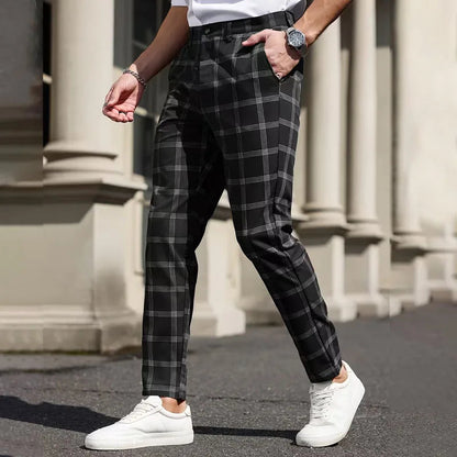 TOTA Men Slim-fit Plaid Trousers