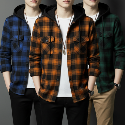 Arvento Cozy Hooded Flannel Shirt