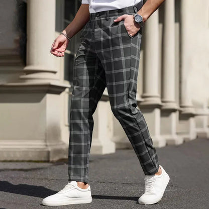 TOTA Men Slim-fit Plaid Trousers