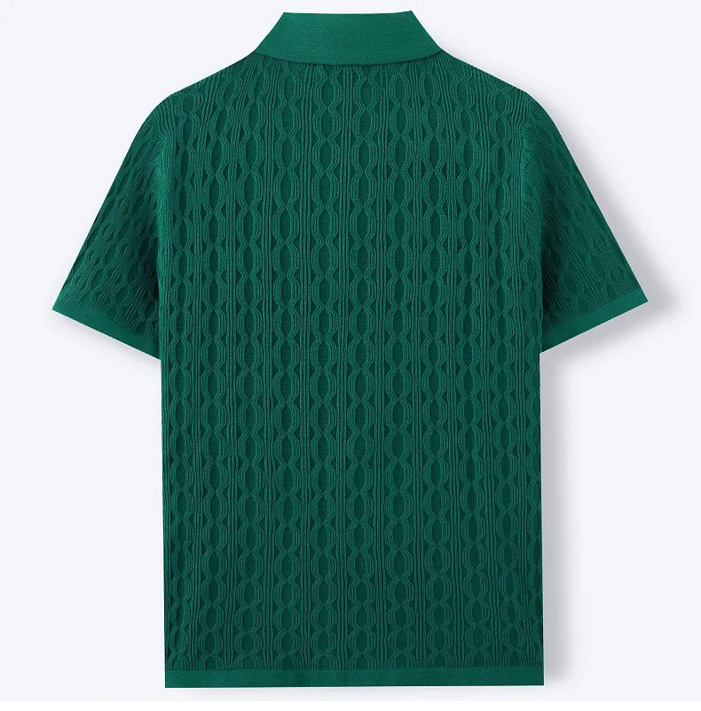DUXE Button-Up Knit Polo