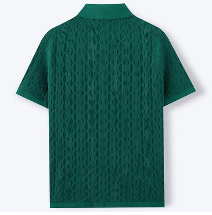 DUXE Button-Up Knit Polo
