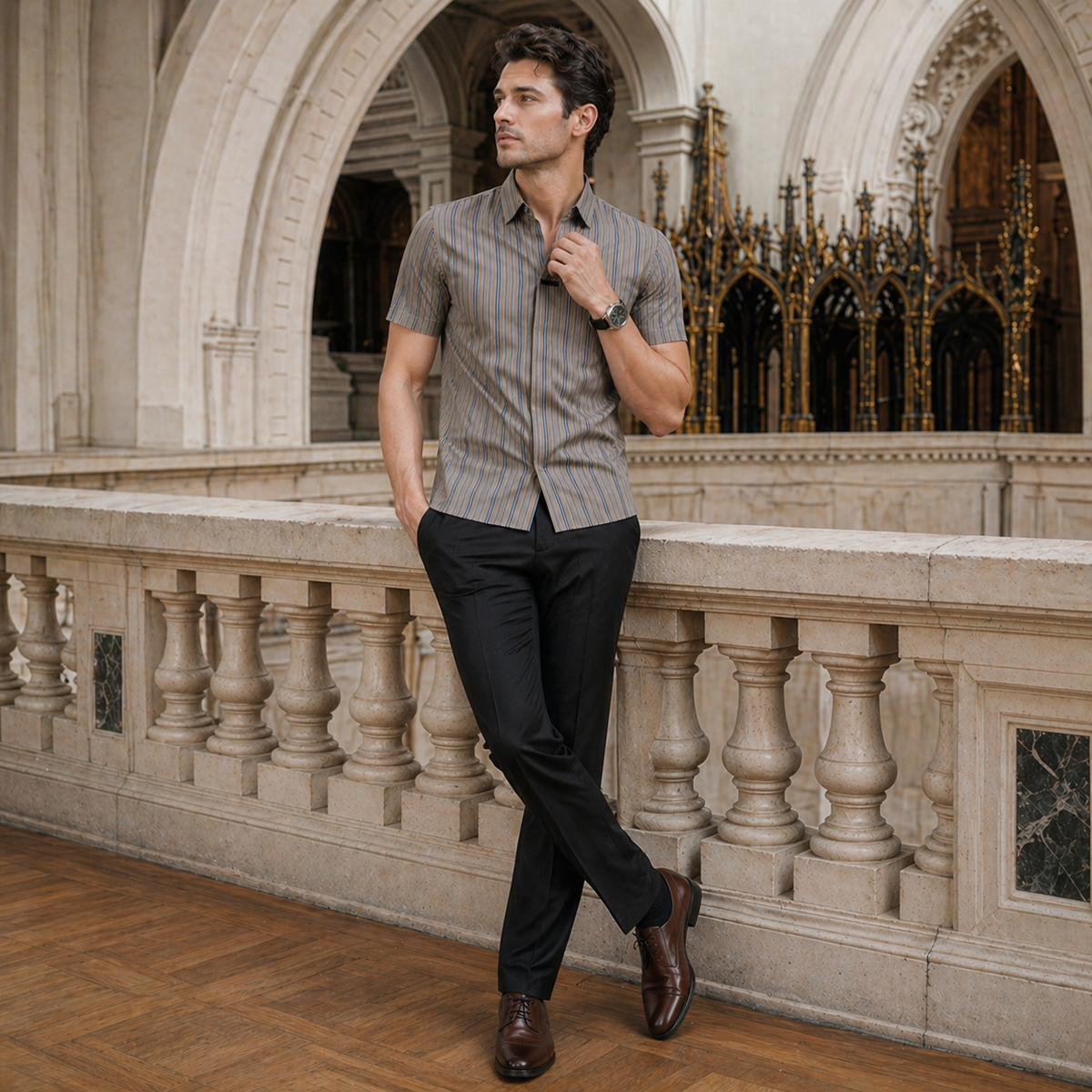 ADRIANO Breathable Silk Striped Shirt
