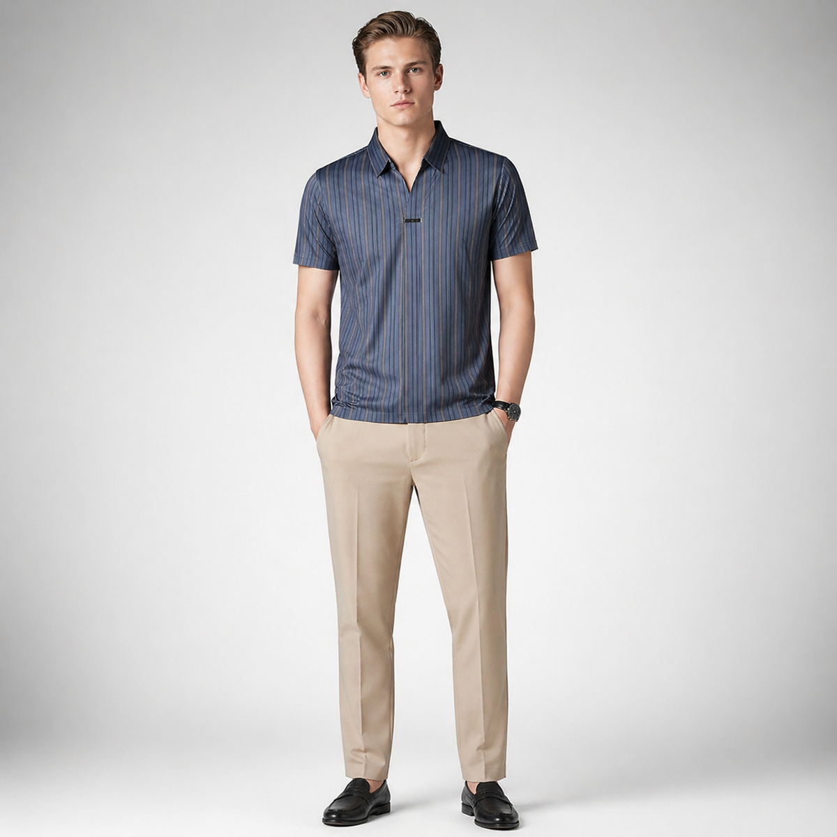 ADRIANO Breathable Silk Striped Shirt