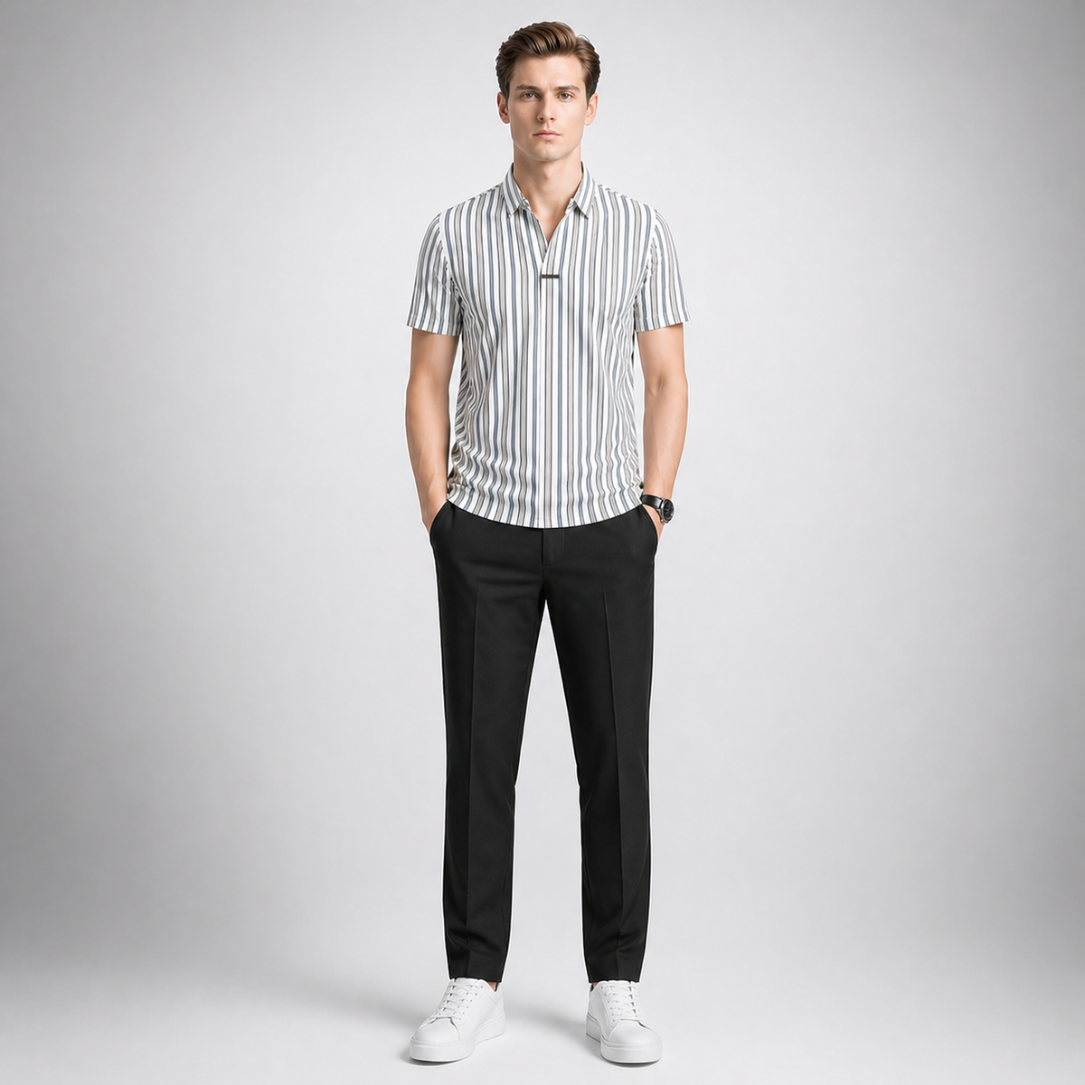 ADRIANO Breathable Silk Striped Shirt