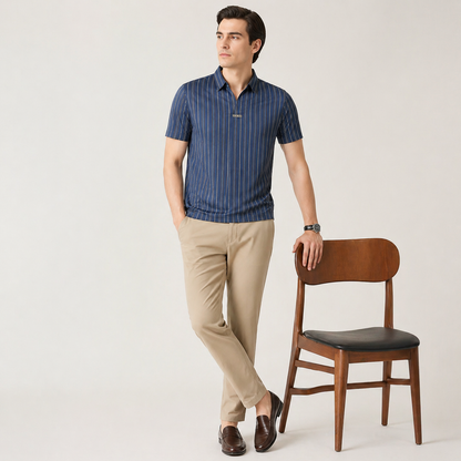 ADRIANO Breathable Silk Striped Shirt