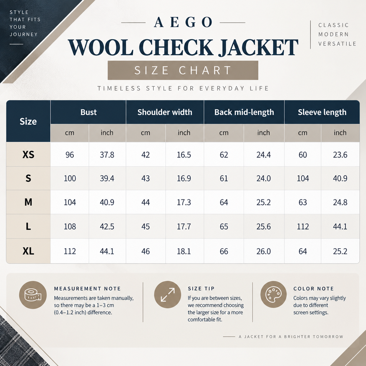 AEGO Wool Check Jacket