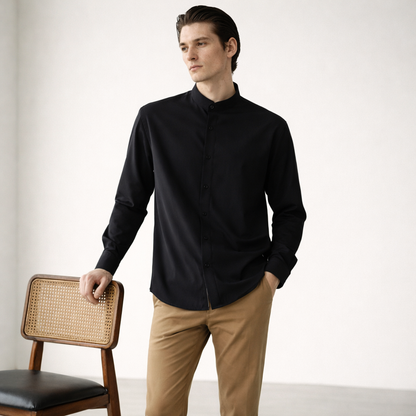 ALONSO Button-Down Shirt with Mandarin Collar