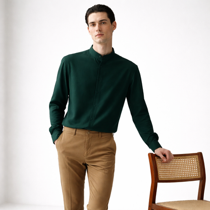 ALONSO Button-Down Shirt with Mandarin Collar