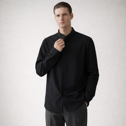 ALONSO Button-Down Shirt with Mandarin Collar