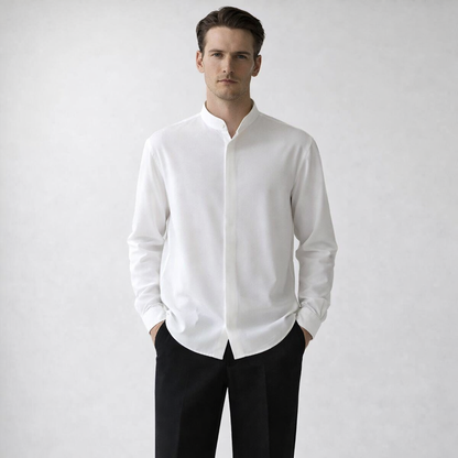 ALONSO Button-Down Shirt with Mandarin Collar