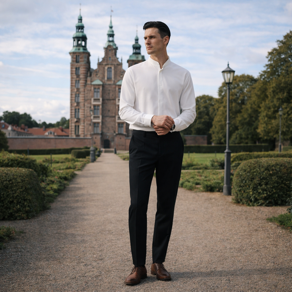 ALONSO Button-Down Shirt with Mandarin Collar