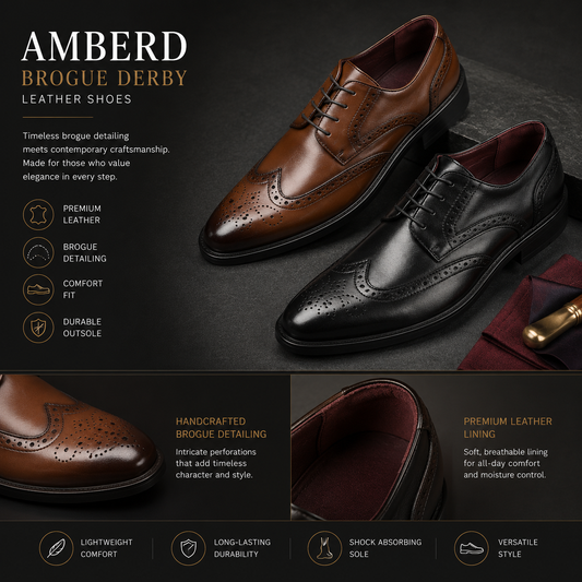 AMBERD Brogue Derby Leather Shoes