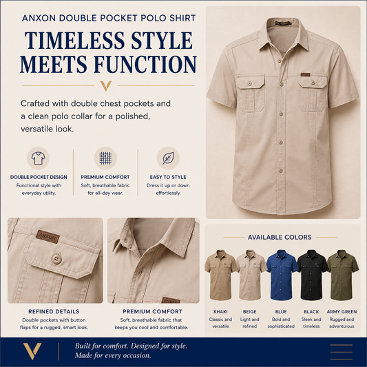ANXON Double Pocket Polo Shirt