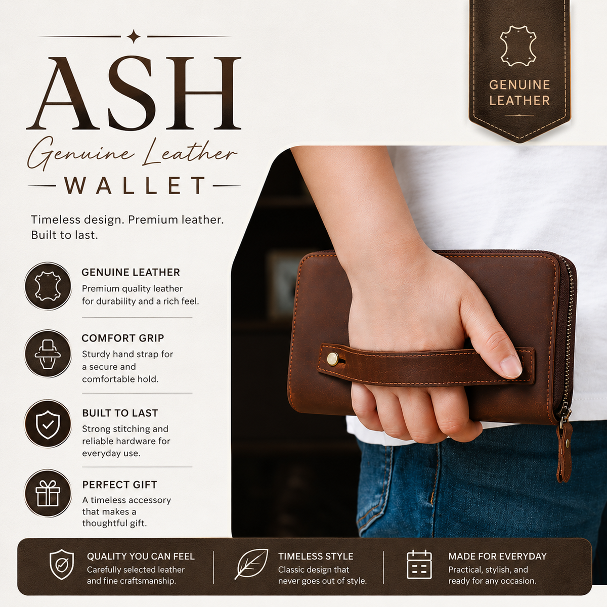 ASH Genuine Leather Wallet