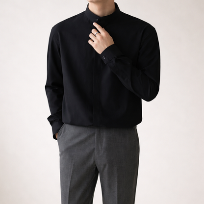 ALONSO Button-Down Shirt with Mandarin Collar