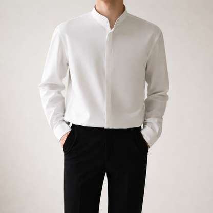 ALONSO Button-Down Shirt with Mandarin Collar