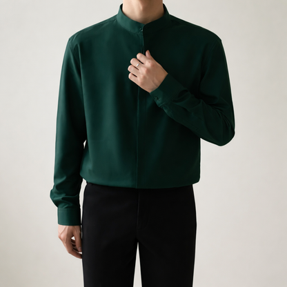 ALONSO Button-Down Shirt with Mandarin Collar