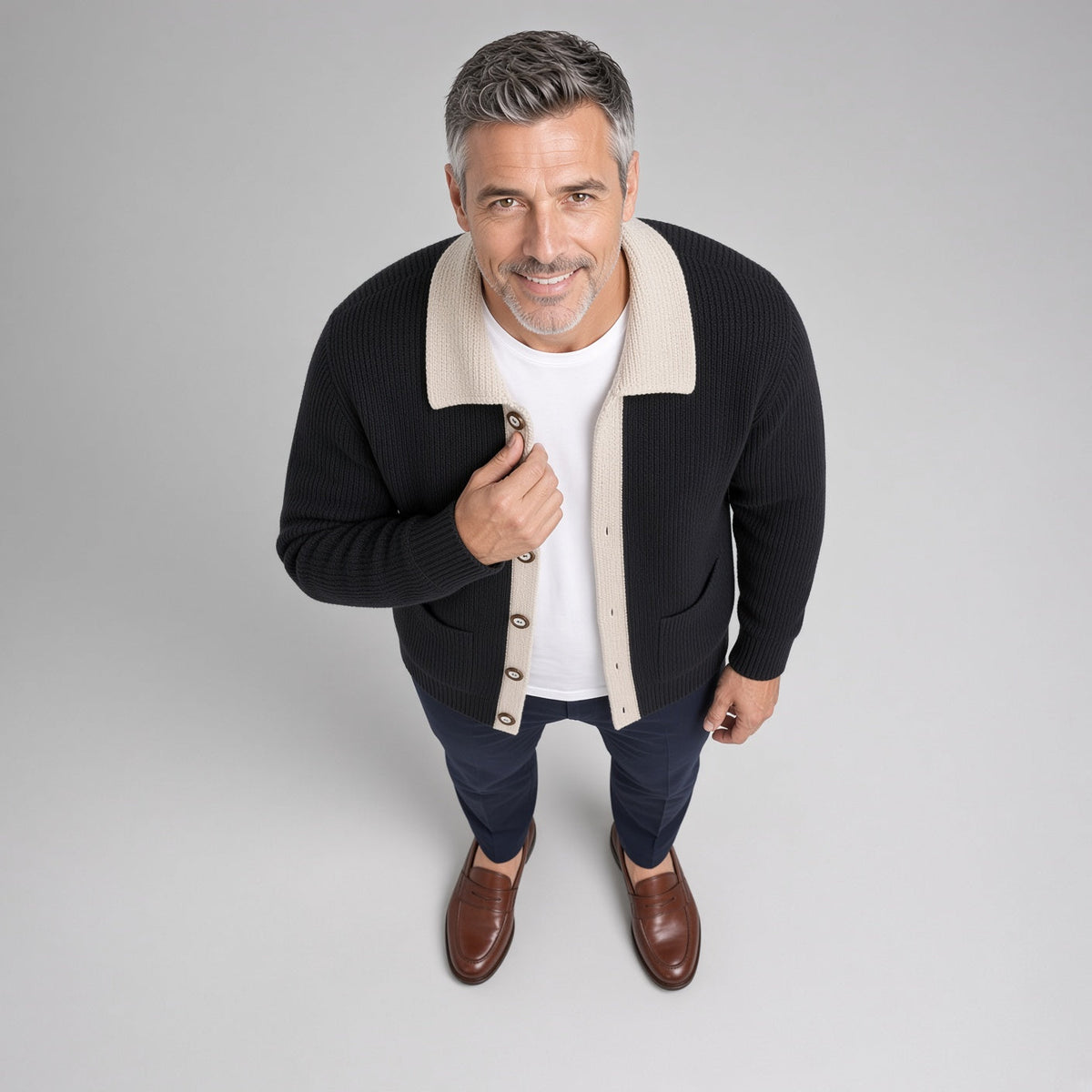 APOLLO Two-Tone Knitted Cardigan