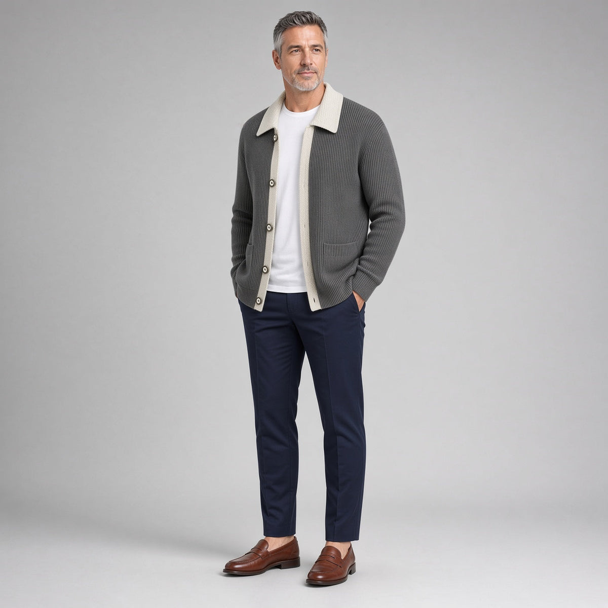 APOLLO Two-Tone Knitted Cardigan