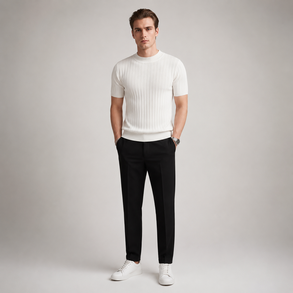 Baldwin Ribbed Mock Neck Tee