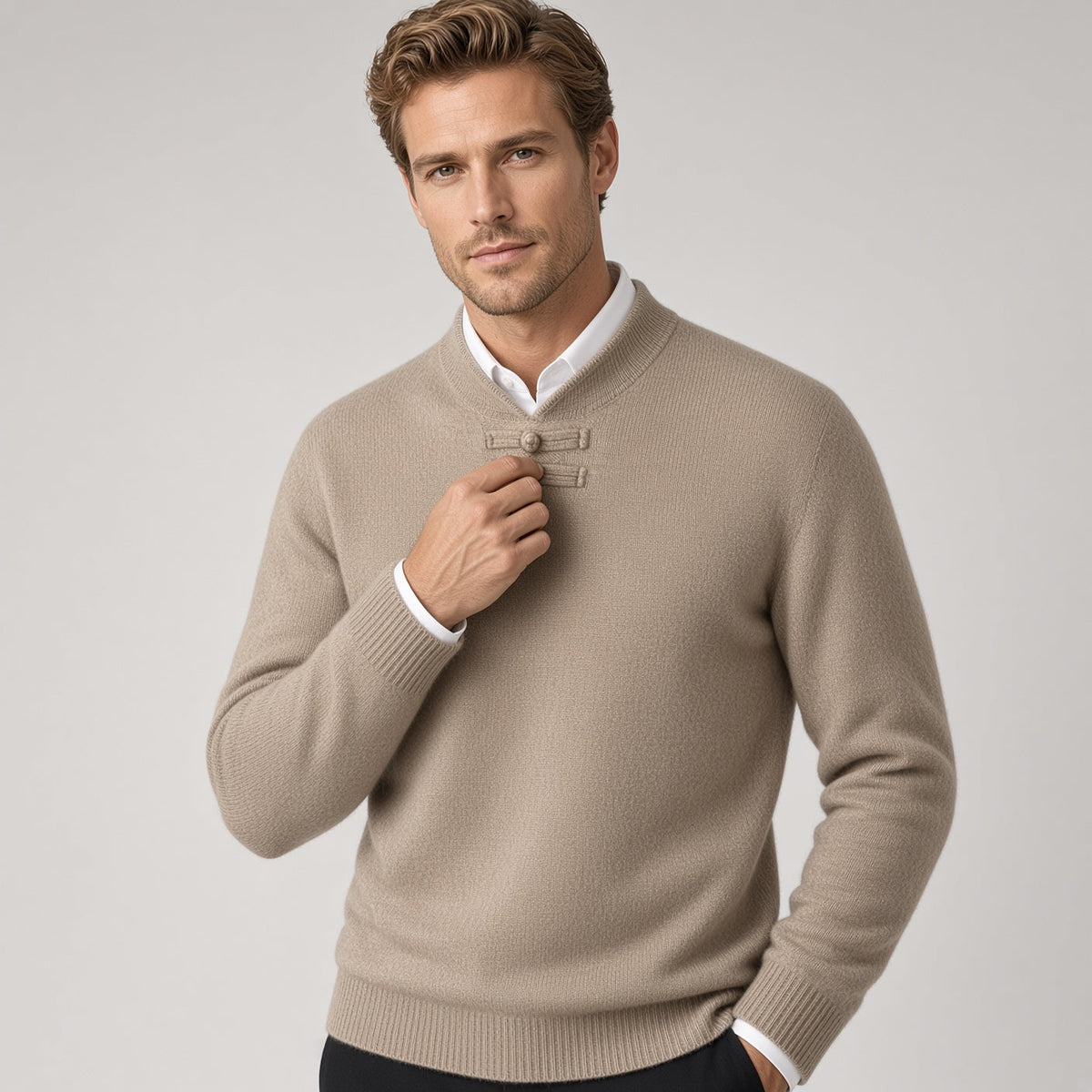 BORIO Cashmere Buckle-Up Sweater