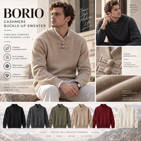 BORIO Cashmere Buckle-Up Sweater