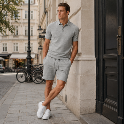 CAPRI Knit Polo & Drawstring Shorts Set