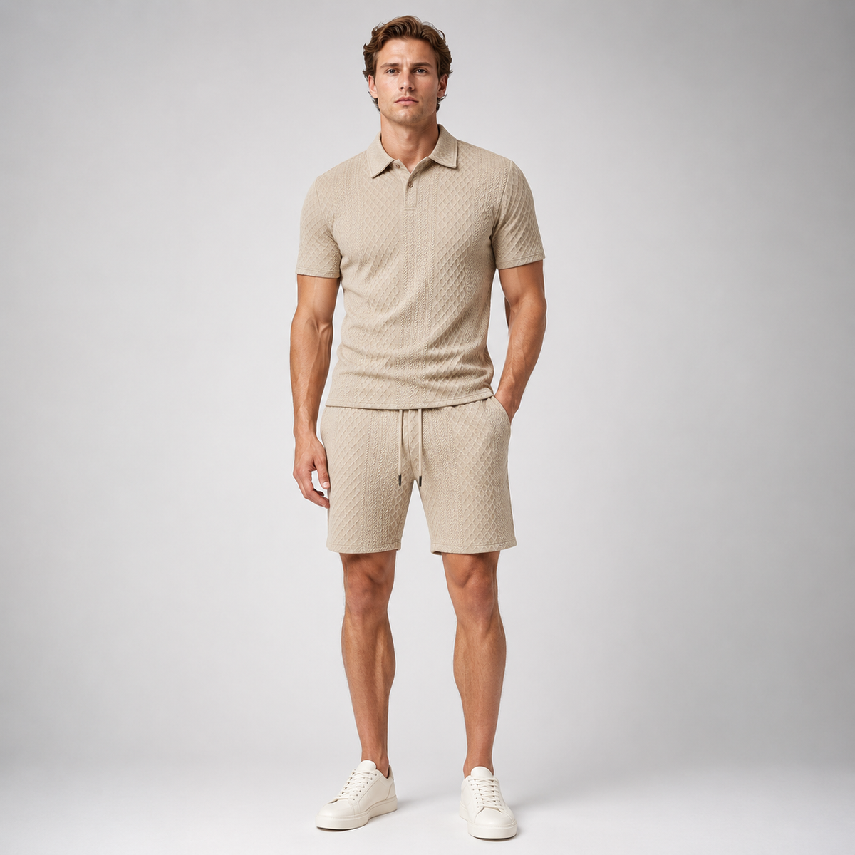 CAPRI Knit Polo & Drawstring Shorts Set
