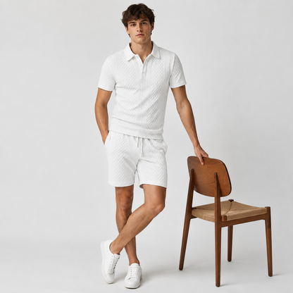 CAPRI Knit Polo & Drawstring Shorts Set