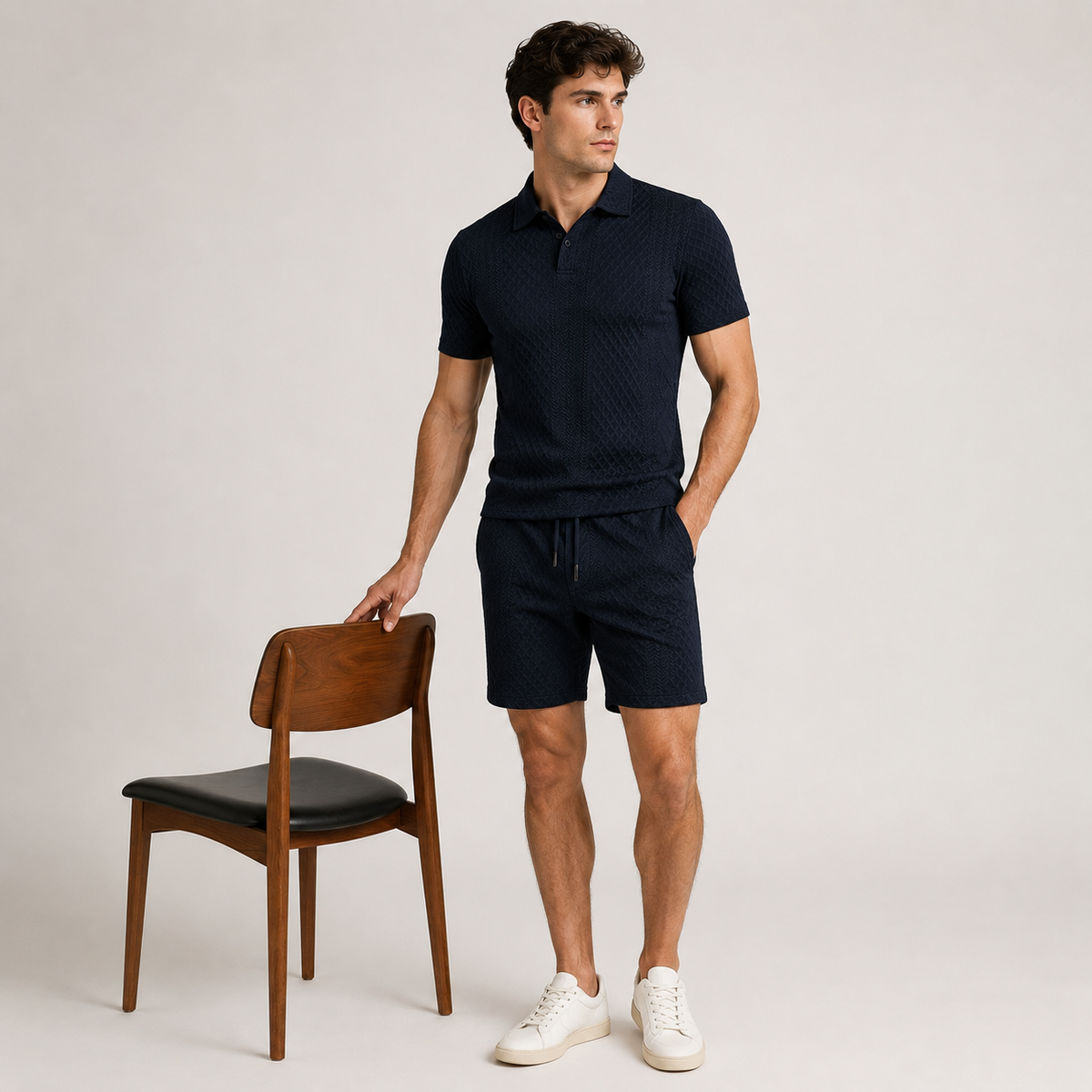 CAPRI Knit Polo & Drawstring Shorts Set