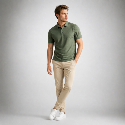 CHEZZ Waffle Textured Silky Cool Polo