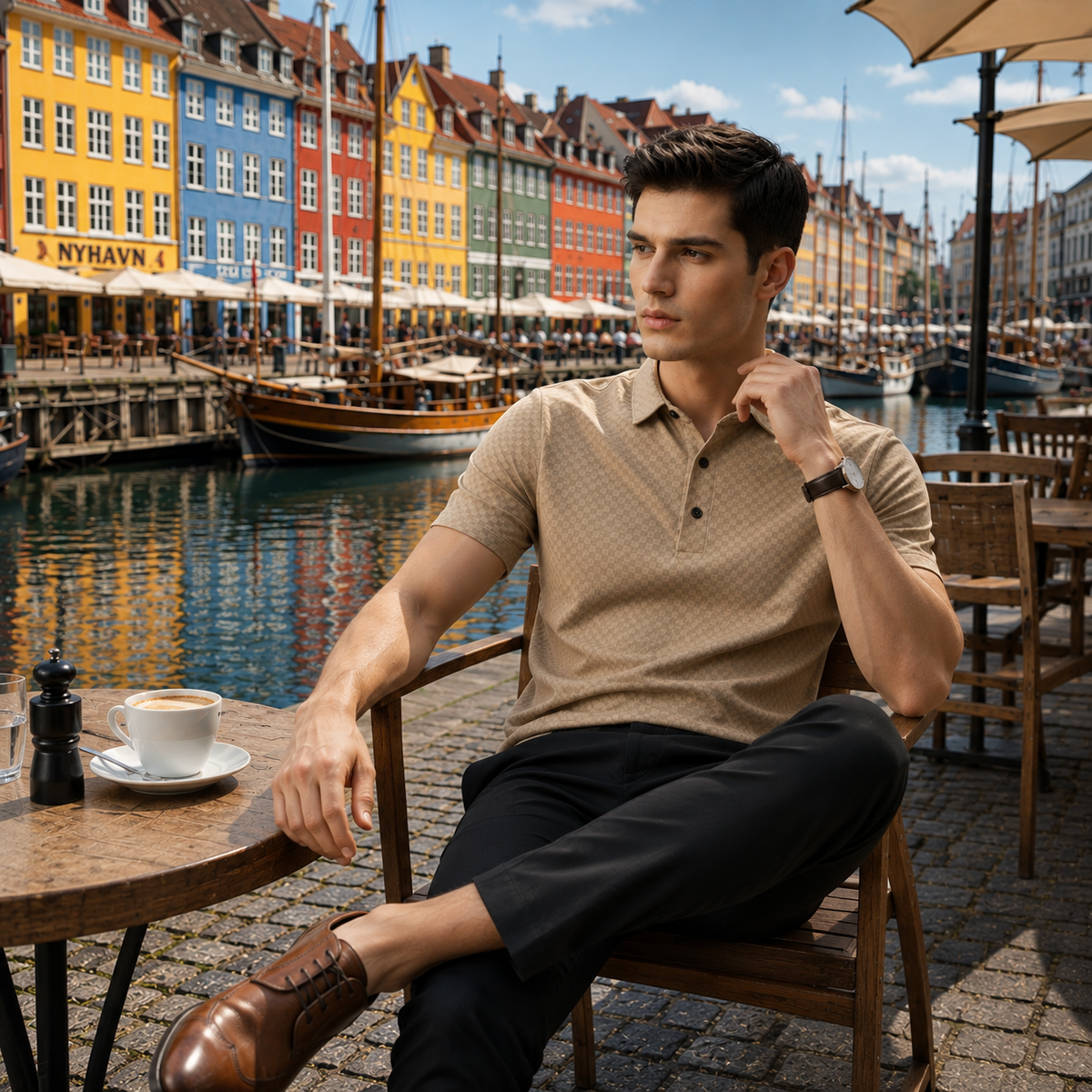 CHEZZ Waffle Textured Silky Cool Polo