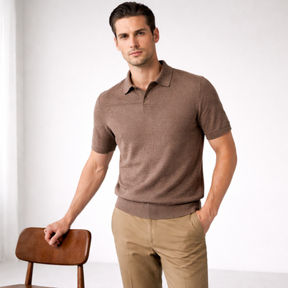 Men´s Knitted V-neck Polo Shirt
