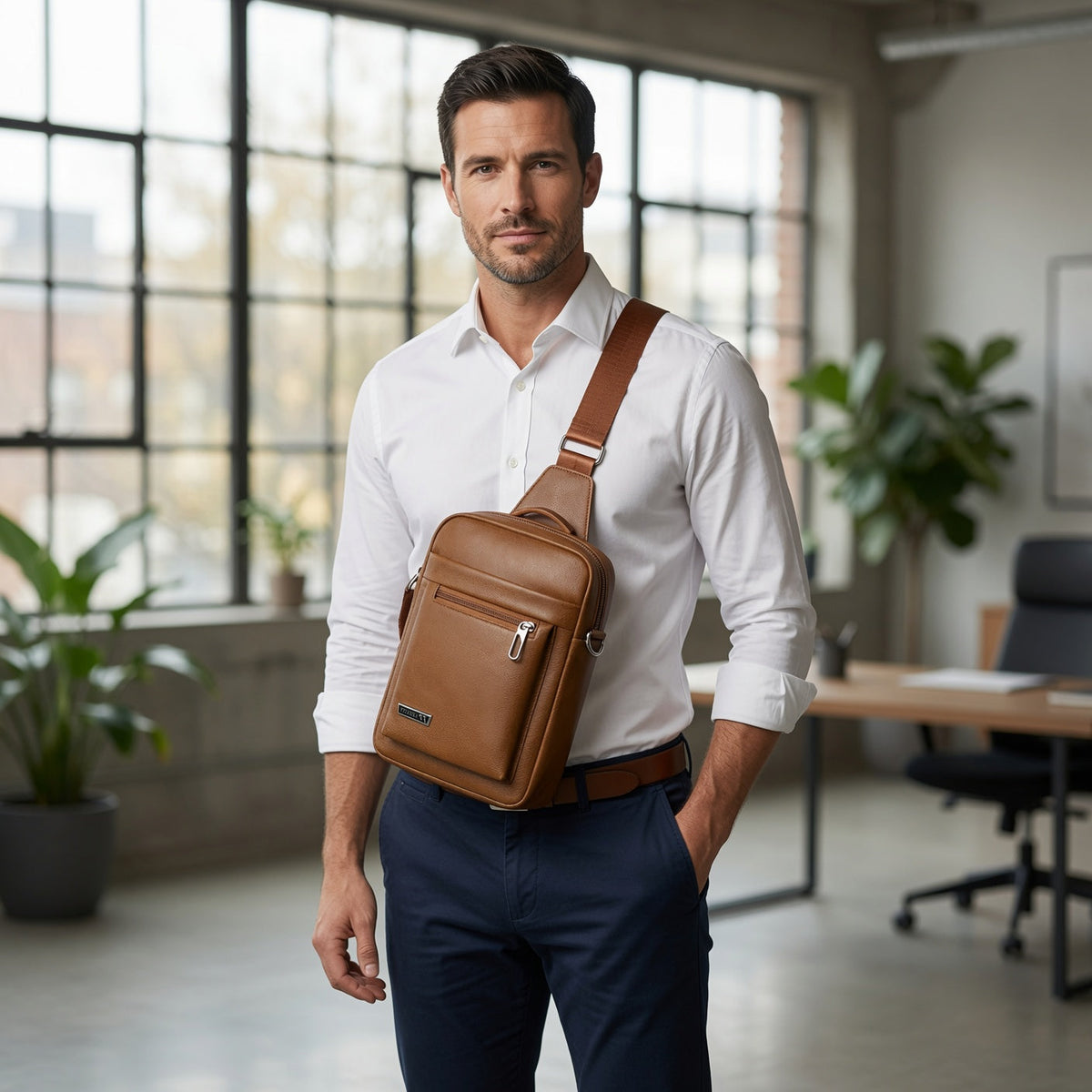 NORDVIK Waterproof PU Leather Crossbody Bag