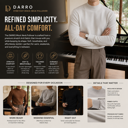 DARRO Stretchy Mock Neck Pullover