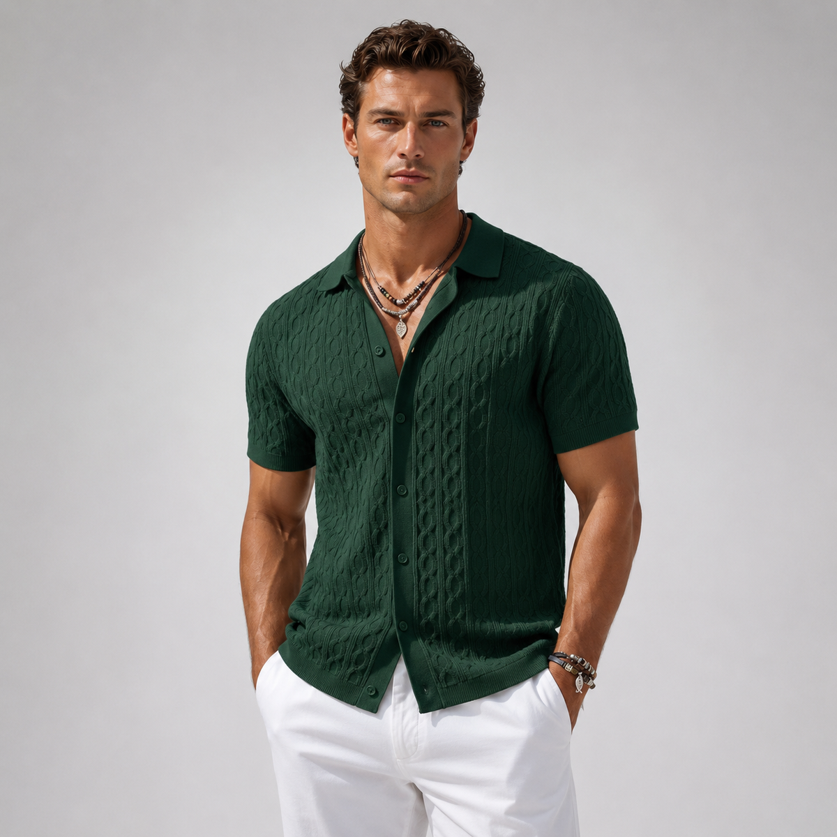 DUXE Button-Up Knit Polo