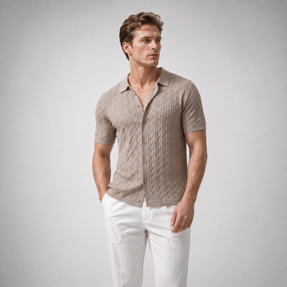 DUXE Button-Up Knit Polo