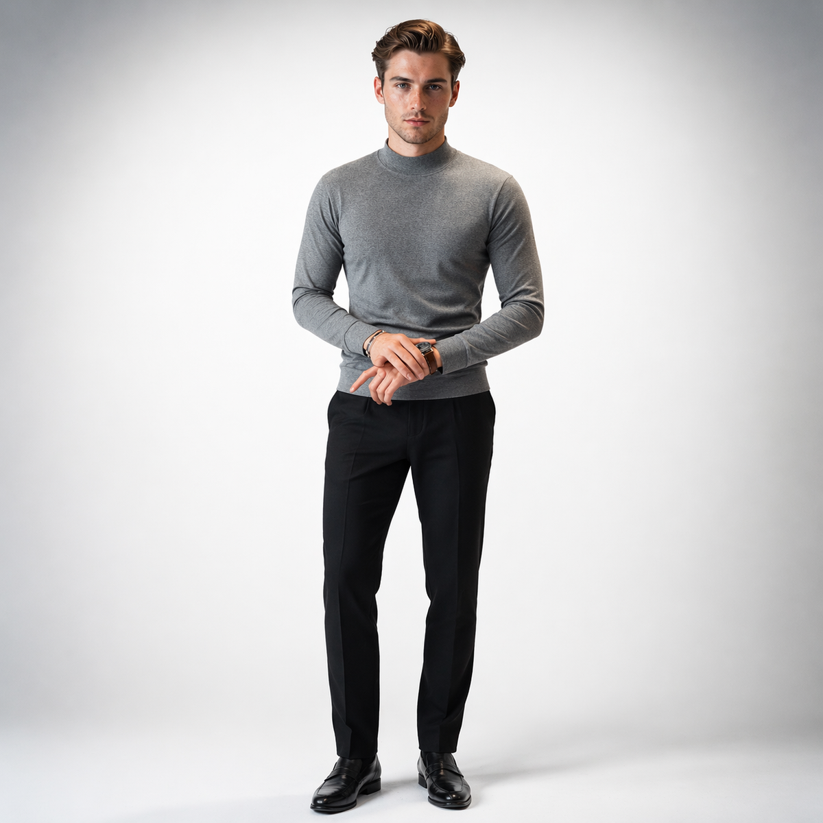 ELIO Premium Mock Neck Long Sleeve Shirt