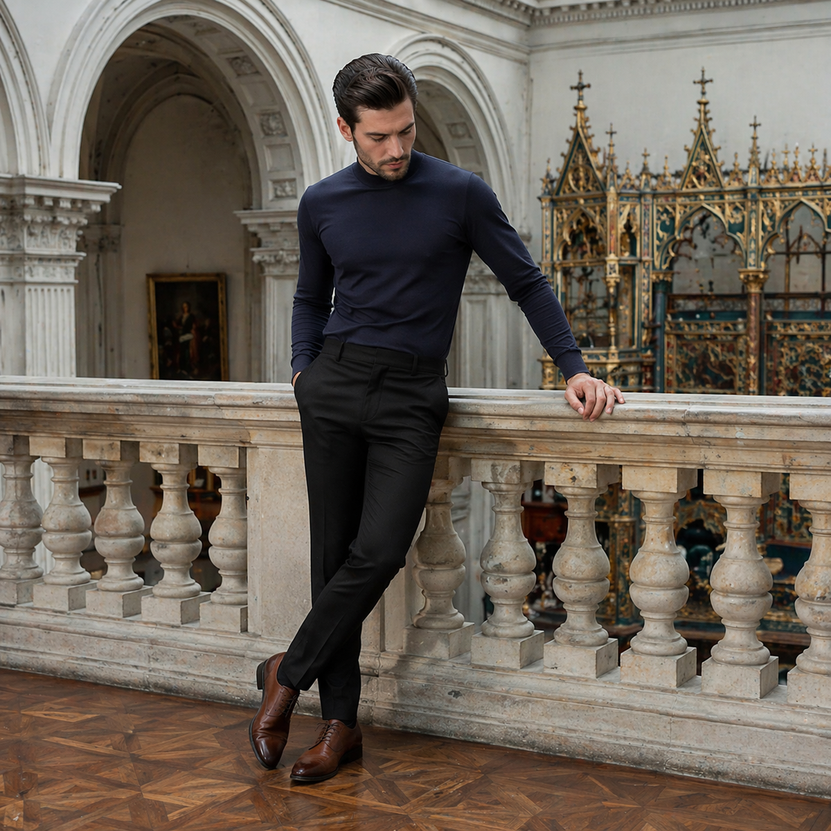 ELIO Premium Mock Neck Long Sleeve Shirt