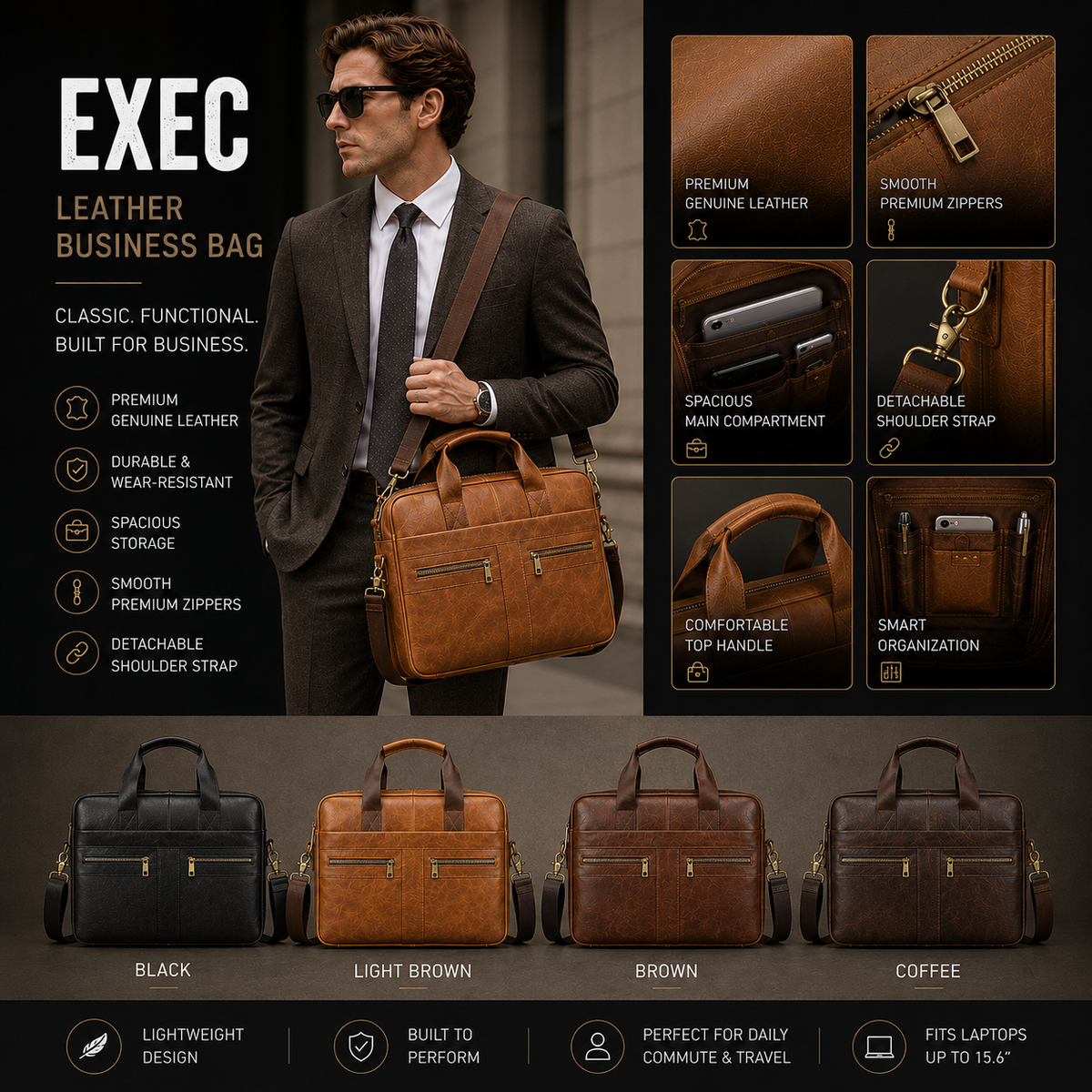 EXEC Leather Business Bag