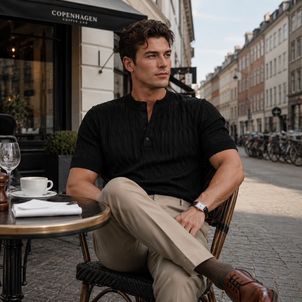 FINNIX Cable-Knit Henley Polo